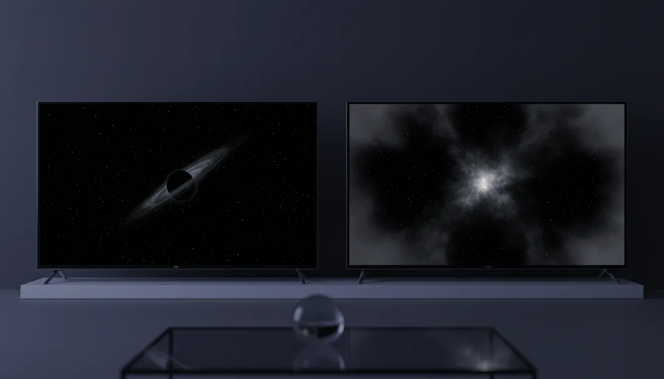 OLED vs Mini-LED TV comparison showing contrast differences